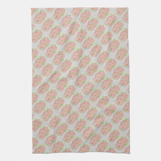 Floral Orange Kitchen Towel (Vertical)