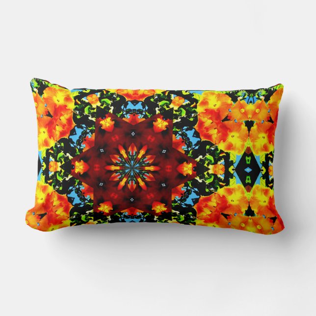 Floral Orange Lumbar Pillow (Front)