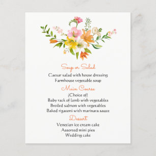 Floral Orange Menu Lily Fleurs - Rose Jaune
