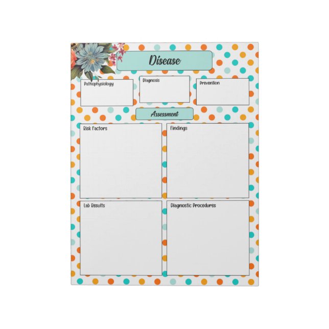 Floral Orange n Blue _ Disease Temp 1 Notepad (Rotated)