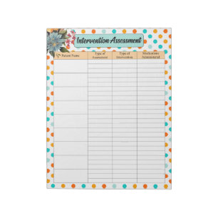 Floral Orange n Blue _ Intervention Assessment  Notepad