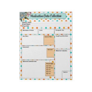 Floral Orange n Blue _ Medication Data Collection Notepad