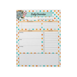 Floral Orange n Blue Polka Dots _ Daily Overview Notepad