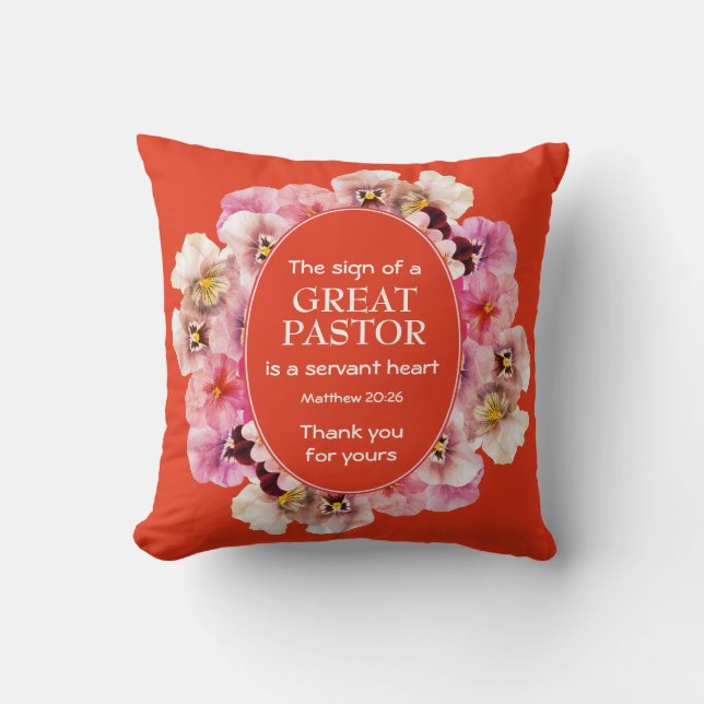 Floral Orange Pastor Appreciation  Throw Pillow (Front)