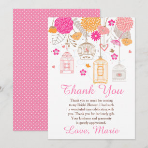Floral Orange & Pink Bridal Shower Thank You Card