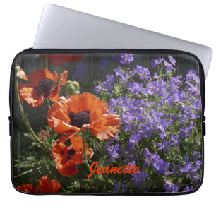 Floral Orange Poppies Flowers Computer Laptop Sleeve