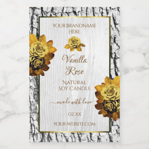 Floral Orange White Tree Bark Grain Product Labels