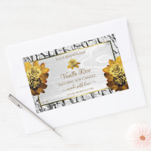 Floral Orange White Tree Bark Grain Product Labels