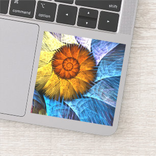 Floral Orange Yellow Blue Abstract Art