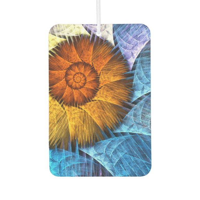 Floral Orange Yellow Blue Abstract Art Air Freshener (Front)