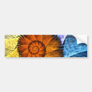 Floral Orange Yellow Blue Abstract Art Bumper Sticker