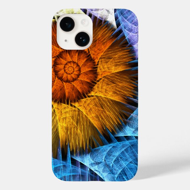 Floral Orange Yellow Blue Abstract Art Case-Mate iPhone Case (Back)