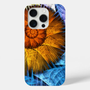 Floral Orange Yellow Blue Abstract Art iPhone 15 Pro Case