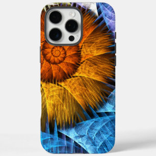 Floral Orange Yellow Blue Abstract Art iPhone 16 Pro Max Case