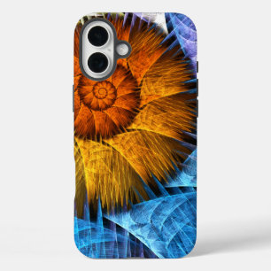 Floral Orange Yellow Blue Abstract Art iPhone 16 Plus Case