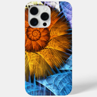 Floral Orange Yellow Blue Abstract Art iPhone 15 Pro Max Case