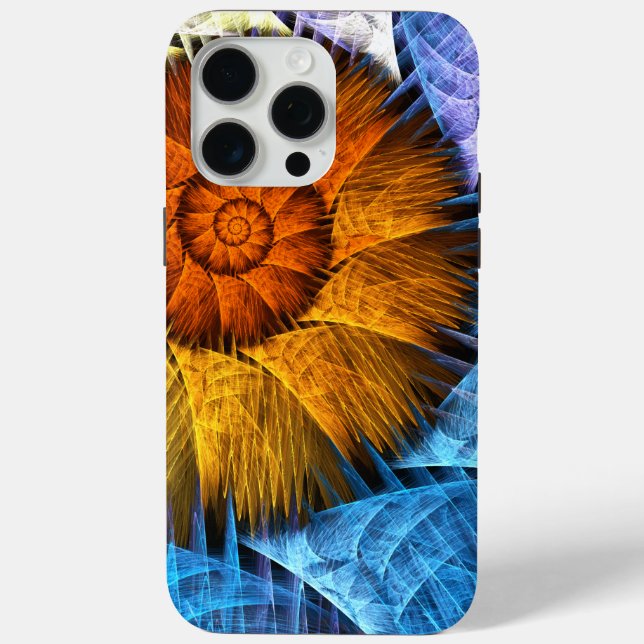 Floral Orange Yellow Blue Abstract Art Case-Mate iPhone Case (Back)