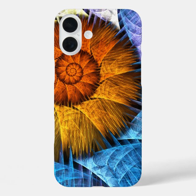 Floral Orange Yellow Blue Abstract Art Case-Mate iPhone Case (Back)