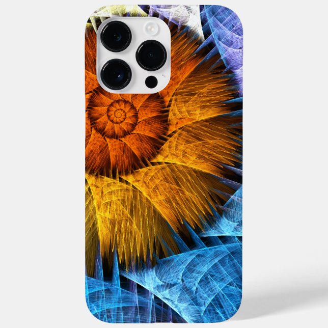 Floral Orange Yellow Blue Abstract Art Case-Mate iPhone Case (Back)