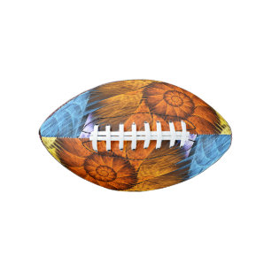 Floral Orange Yellow Blue Abstract Art Football
