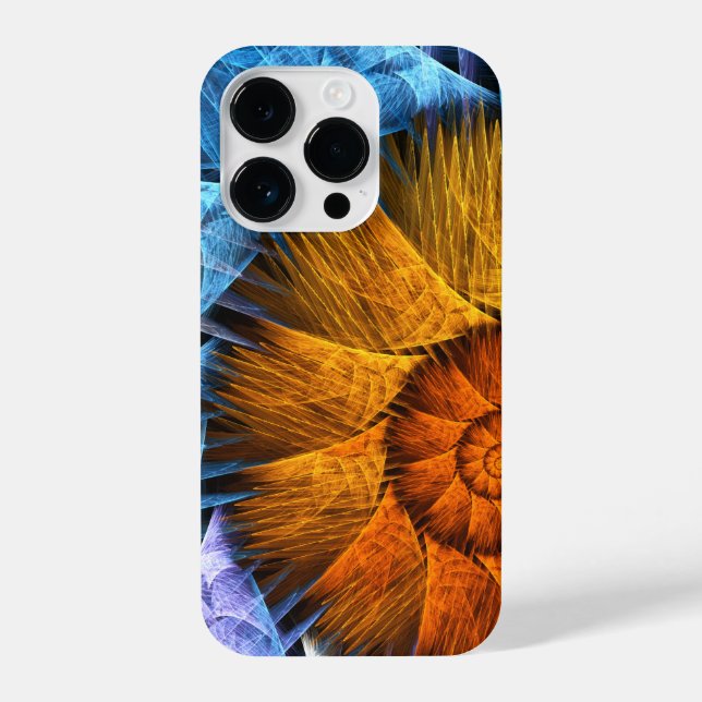 Floral Orange Yellow Blue Abstract Art iPhone Case (Back)