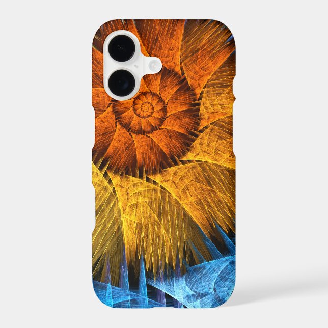 Floral Orange Yellow Blue Abstract Art iPhone Case (Back)