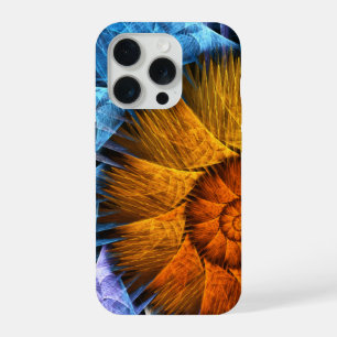 Floral Orange Yellow Blue Abstract Art iPhone 15 Pro Case