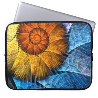 Floral Orange Yellow Blue Abstract Art Laptop Sleeve