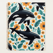 Floral orca Spiral Photo Notebook