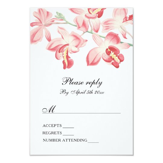 Floral orchid elegant modern wedding rsvp card