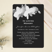 Floral Orchids Funeral Memorial Service Invitation