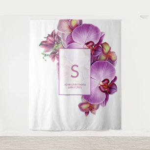 Floral Orchids Wedding Backdrop Tapestry