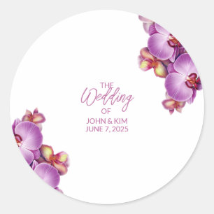 Floral Orchids Wedding Classic Round Sticker