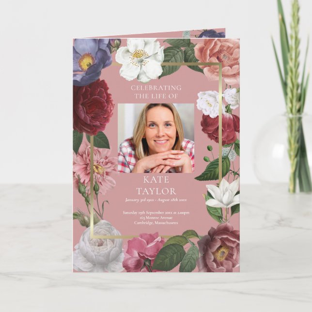 Floral Order Of Service Funeral Memorial Program (Front)