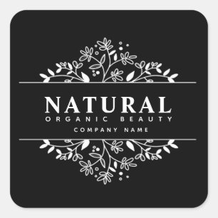 Floral organic beauty and cosmetics square sticker
