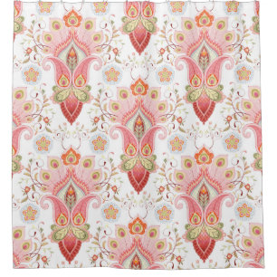 Floral oriental damask pattern with paisley and pe