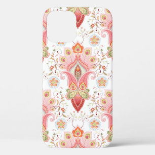 Floral oriental damask pattern with paisley and pe iPhone 12 case