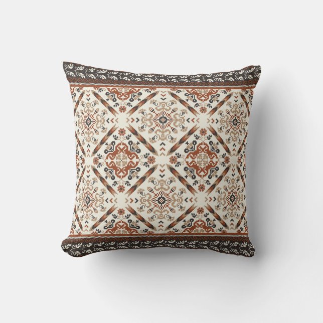 Floral Oriental Ethnic Pattern  Throw Pillow (Front)