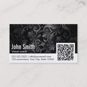 Floral Ornament QR Code Vocal Coach Business Card