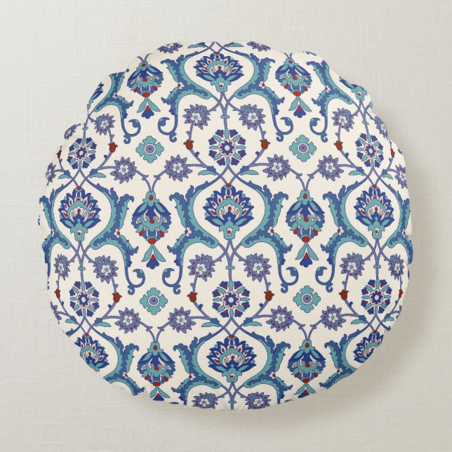 Floral Ornament: Traditional Arabic Pattern. Round Pillow (Front)