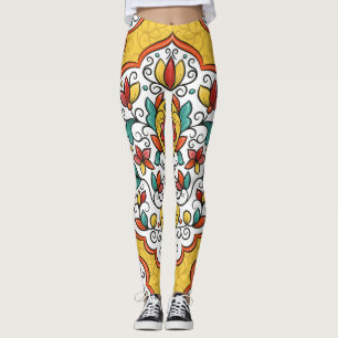 Floral Ornament: Turkish Indian Motifs. Leggings