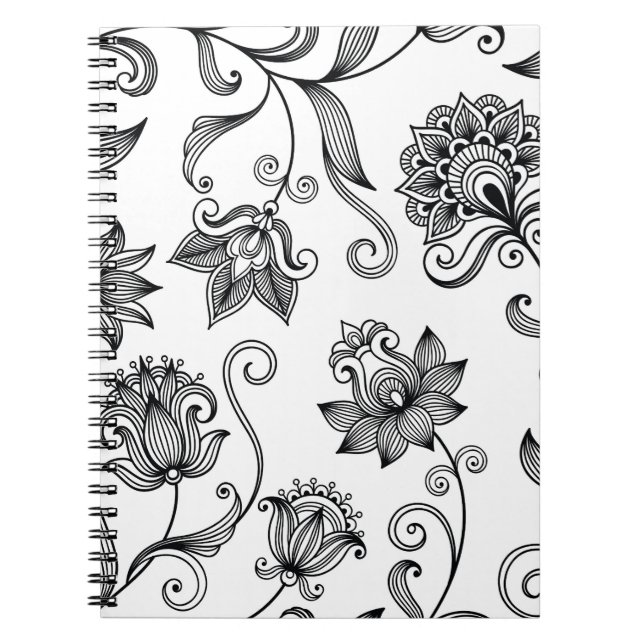 Floral Ornamental: Decorative Seamless Background Notebook (Front)