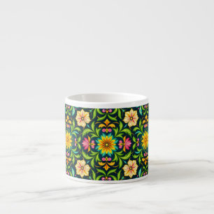 Floral Ornamental Pattern in Vibrant Colours Espresso Cup