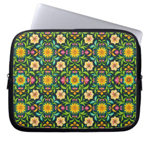 Floral Ornamental Pattern in Vibrant Colours Laptop Sleeve