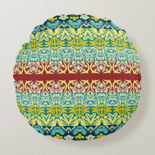 Floral ornamental seamless pattern round pillow