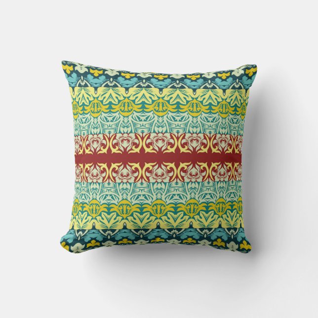 Floral ornamental seamless pattern throw pillow (Front)