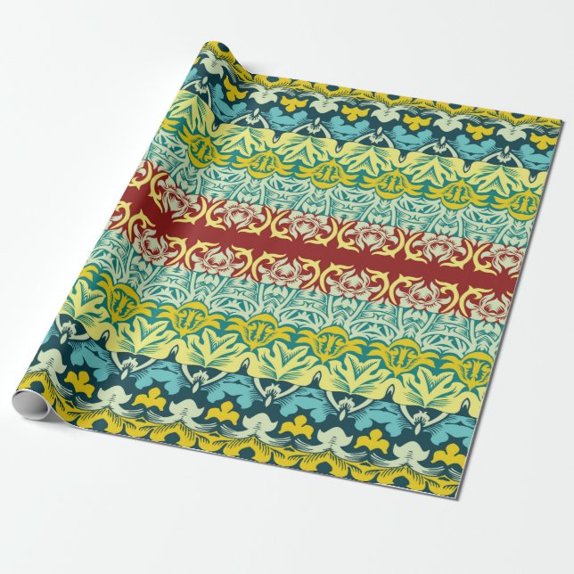 Floral ornamental seamless pattern wrapping paper (Unrolled)