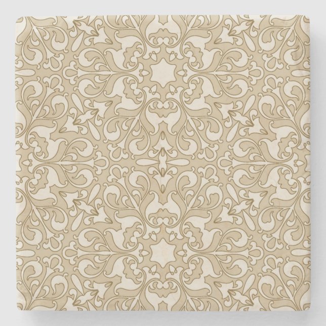 Floral ornate background stone coaster (Front)