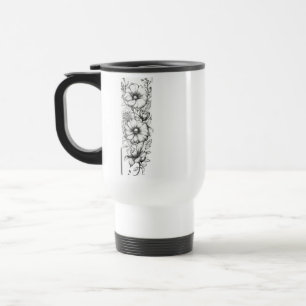 Floral Outline Art Travel/Commuter Mug 15 oz