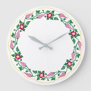Floral oval large clock